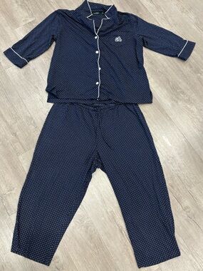 Ralph Lauren Navy Polka Dot Pajama Set
